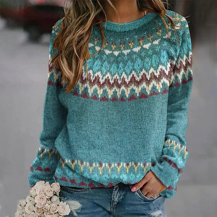 RELINA | PULLOVER MIT RETRO-WAVE-MUSTER